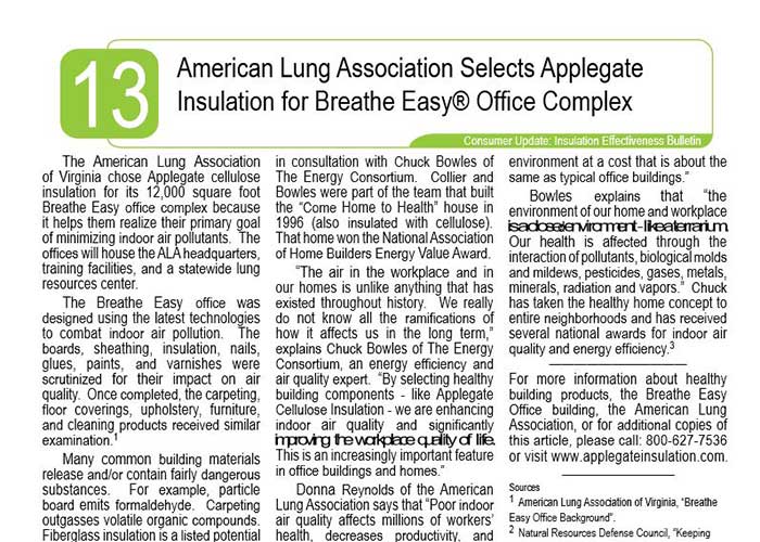 Consumer Bulletin 13 American Lung Association and Applegate